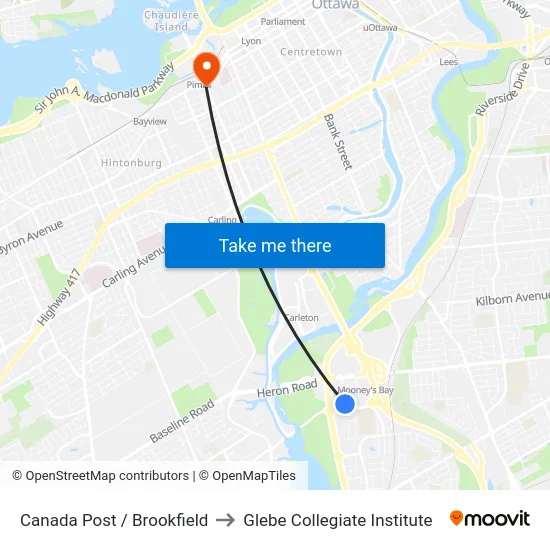 Canada Post / Brookfield to Glebe Collegiate Institute map