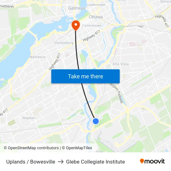 Uplands / Bowesville to Glebe Collegiate Institute map