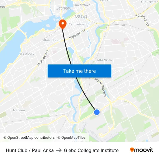 Hunt Club / Paul Anka to Glebe Collegiate Institute map