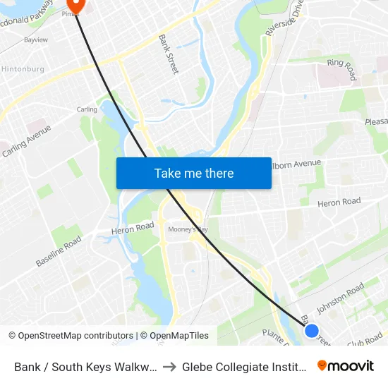 Bank / South Keys Walkway to Glebe Collegiate Institute map