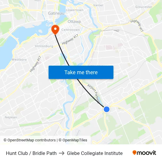 Hunt Club / Bridle Path to Glebe Collegiate Institute map