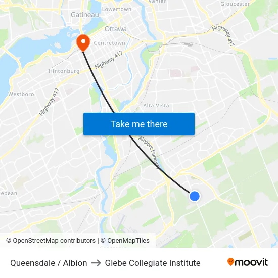 Queensdale / Albion to Glebe Collegiate Institute map