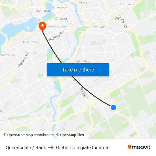 Queensdale / Bank to Glebe Collegiate Institute map