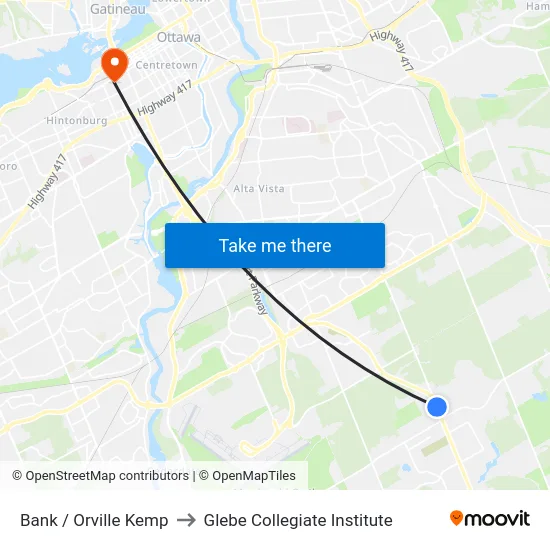 Bank / Orville Kemp to Glebe Collegiate Institute map