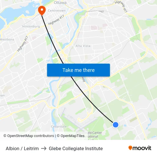 Albion / Leitrim to Glebe Collegiate Institute map