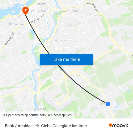 Bank / Analdea to Glebe Collegiate Institute map