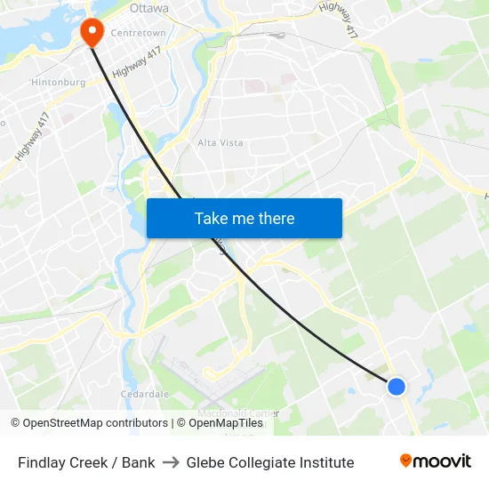 Findlay Creek / Bank to Glebe Collegiate Institute map