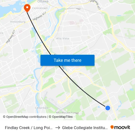 Findlay Creek / Long Point to Glebe Collegiate Institute map
