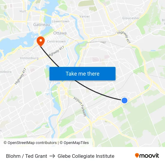 Blohm / Ted Grant to Glebe Collegiate Institute map