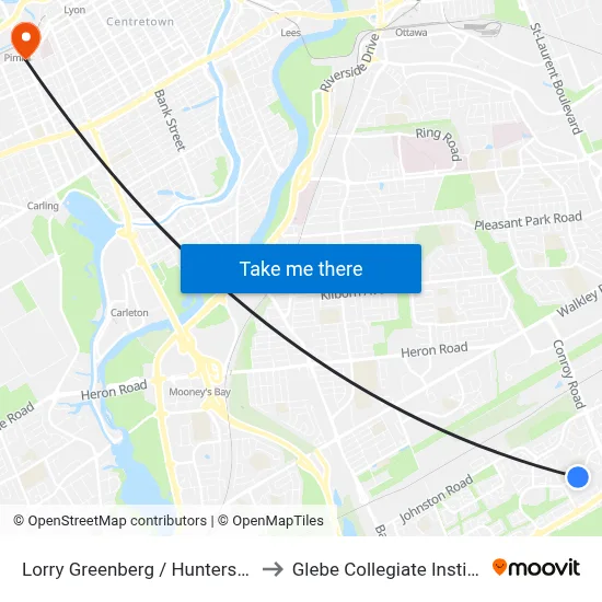 Lorry Greenberg / Huntersfield to Glebe Collegiate Institute map