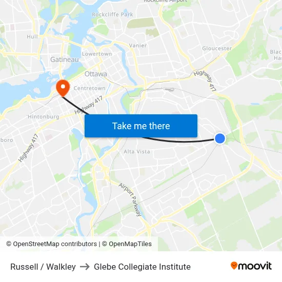 Russell / Walkley to Glebe Collegiate Institute map
