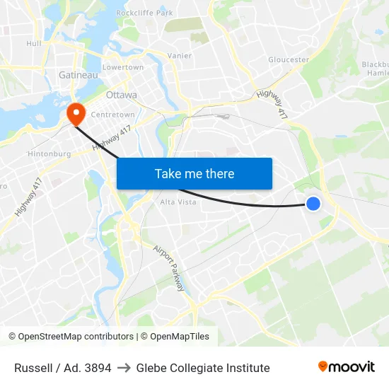 Russell / Ad. 3894 to Glebe Collegiate Institute map