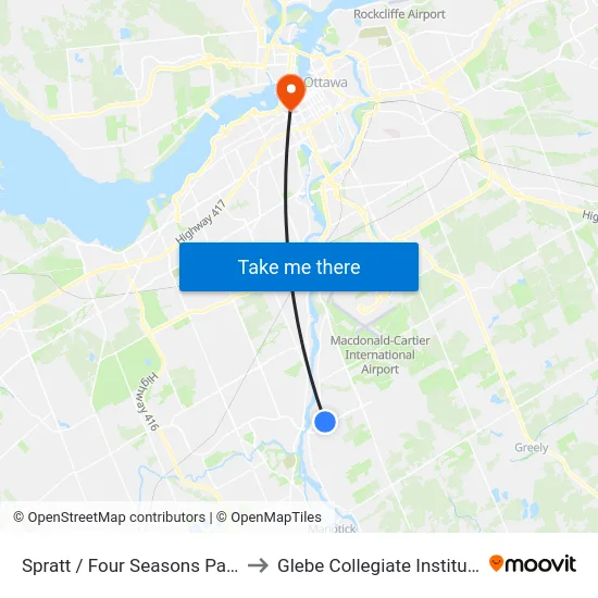 Spratt / Four Seasons Park to Glebe Collegiate Institute map