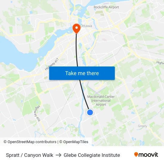 Spratt / Canyon Walk to Glebe Collegiate Institute map