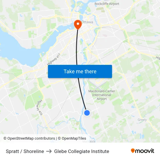 Spratt / Shoreline to Glebe Collegiate Institute map
