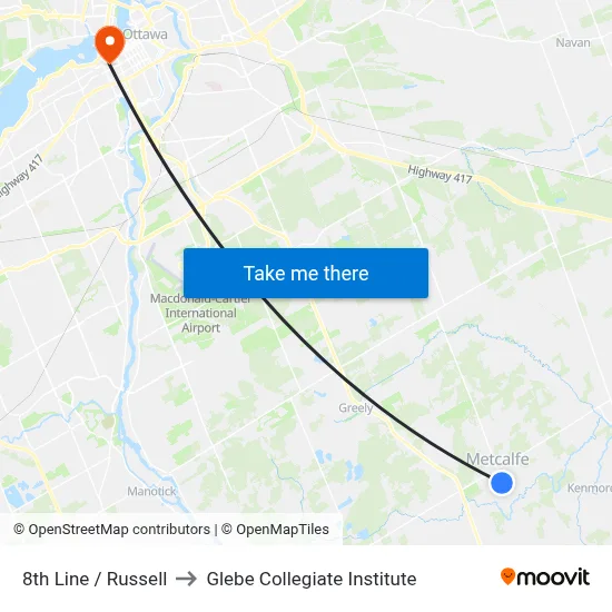 8th Line / Russell to Glebe Collegiate Institute map