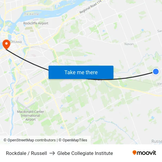 Rockdale / Russell to Glebe Collegiate Institute map