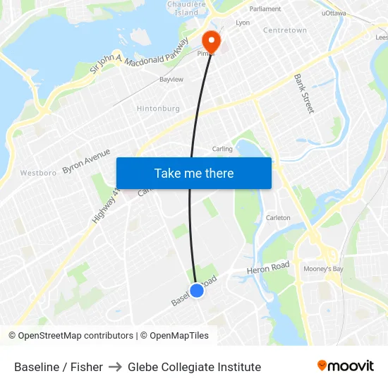 Baseline / Fisher to Glebe Collegiate Institute map
