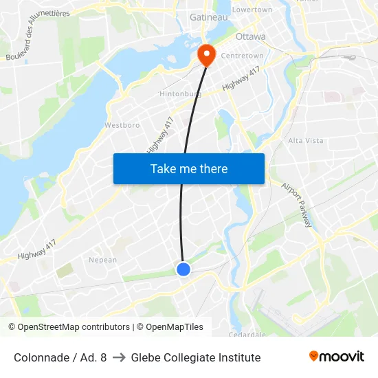 Colonnade / Ad. 8 to Glebe Collegiate Institute map