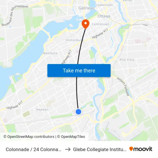 Colonnade / 24 Colonnade to Glebe Collegiate Institute map