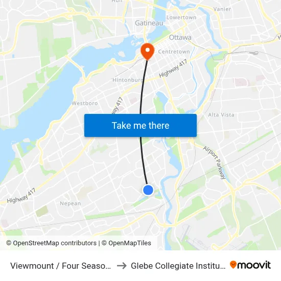 Viewmount / Four Seasons to Glebe Collegiate Institute map