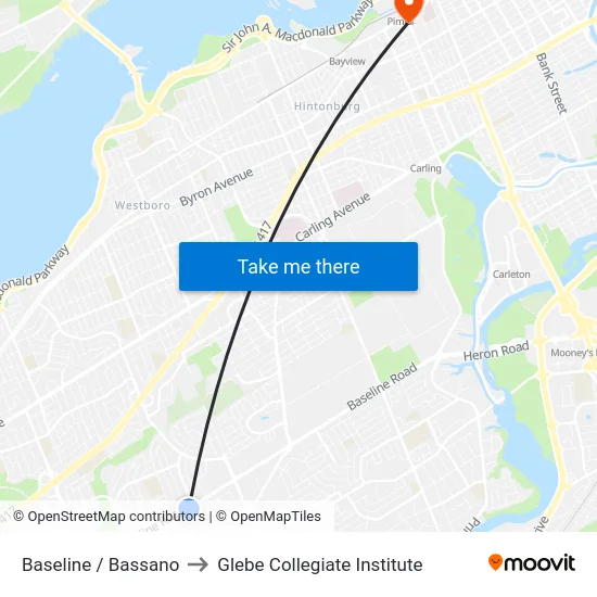 Baseline / Bassano to Glebe Collegiate Institute map