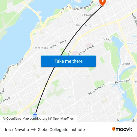 Iris / Navaho to Glebe Collegiate Institute map