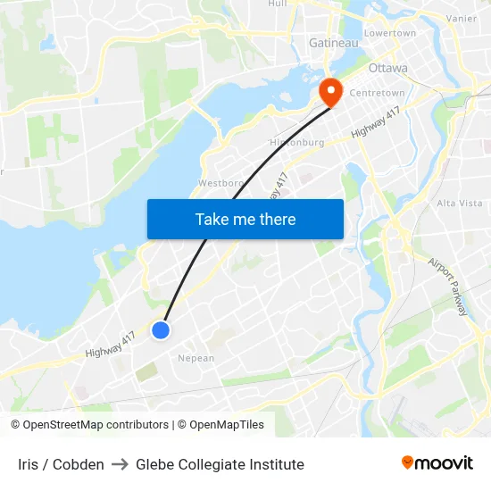 Iris / Cobden to Glebe Collegiate Institute map