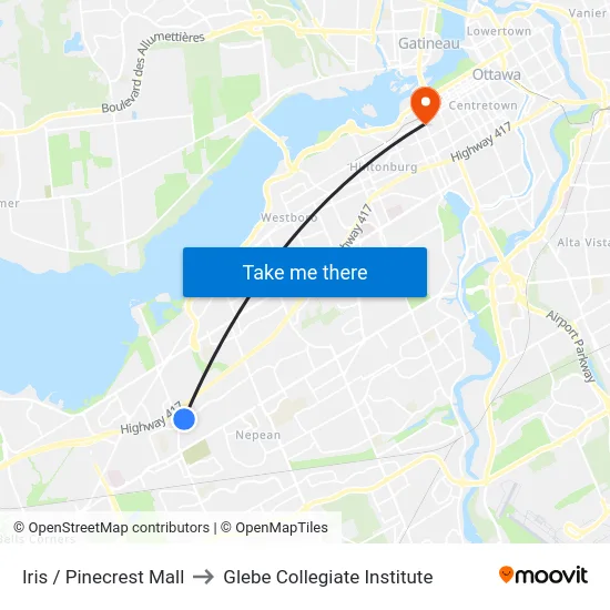 Iris / Pinecrest Mall to Glebe Collegiate Institute map