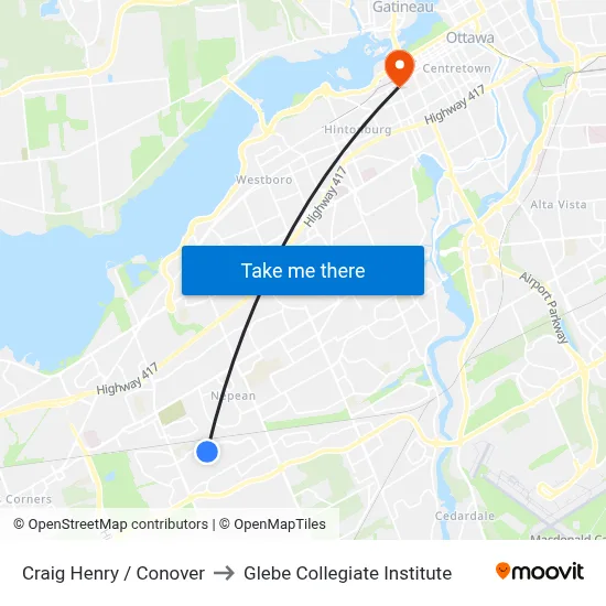 Craig Henry / Conover to Glebe Collegiate Institute map