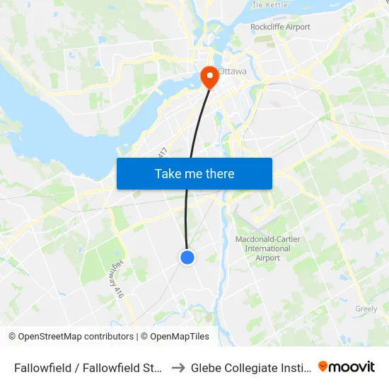 Fallowfield / Fallowfield Station to Glebe Collegiate Institute map