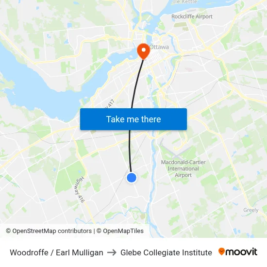 Woodroffe / Earl Mulligan to Glebe Collegiate Institute map