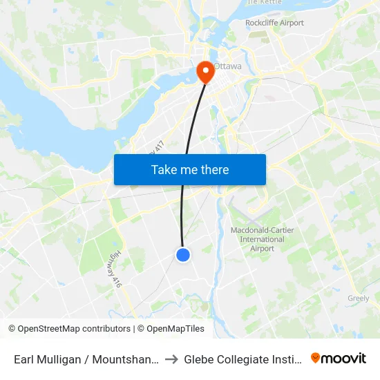 Earl Mulligan / Mountshannon to Glebe Collegiate Institute map