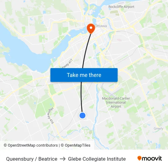 Queensbury / Beatrice to Glebe Collegiate Institute map