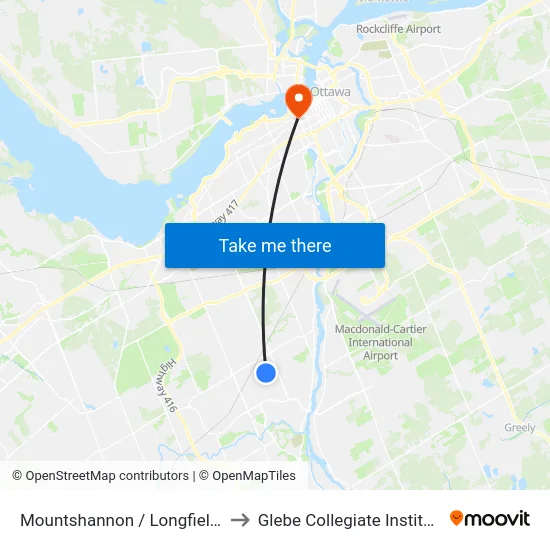 Mountshannon / Longfields to Glebe Collegiate Institute map