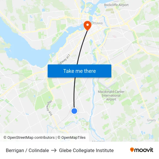 Berrigan / Colindale to Glebe Collegiate Institute map