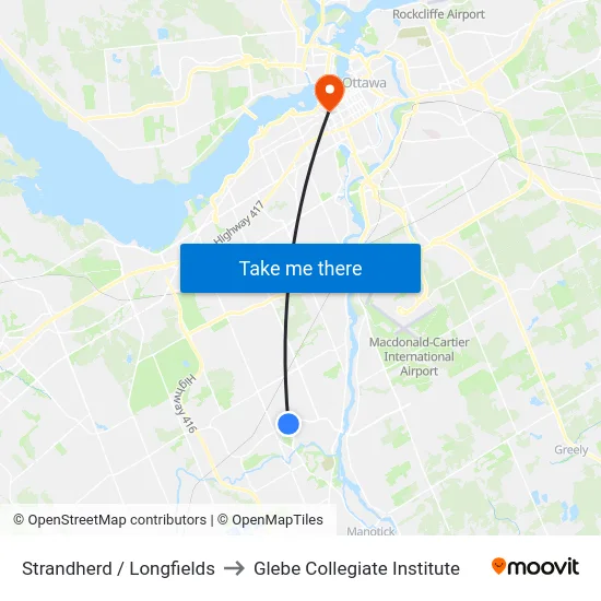 Strandherd / Longfields to Glebe Collegiate Institute map