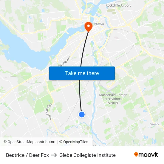 Beatrice / Deer Fox to Glebe Collegiate Institute map
