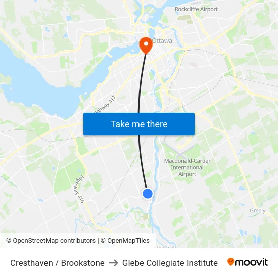 Cresthaven / Brookstone to Glebe Collegiate Institute map