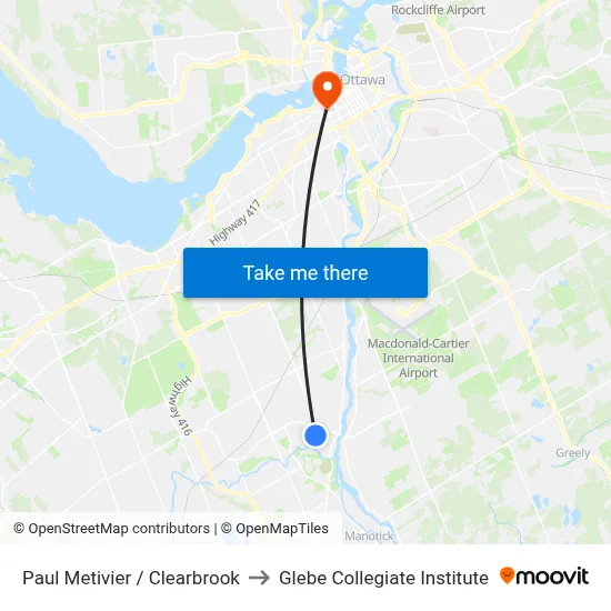 Paul Metivier / Clearbrook to Glebe Collegiate Institute map