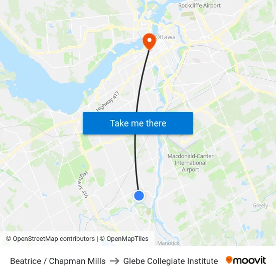 Beatrice / Chapman Mills to Glebe Collegiate Institute map