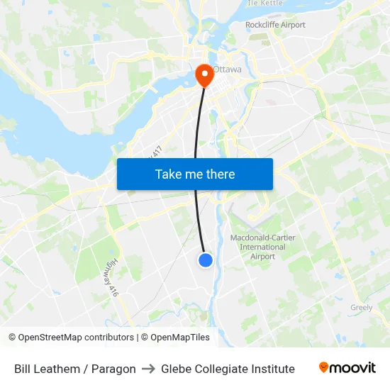 Bill Leathem / Paragon to Glebe Collegiate Institute map