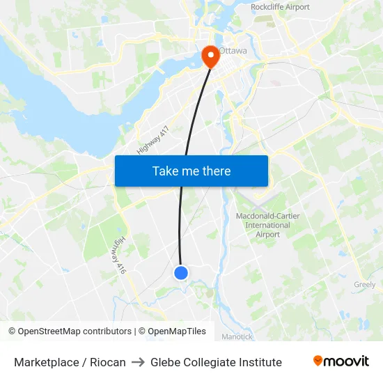 Marketplace / Riocan to Glebe Collegiate Institute map