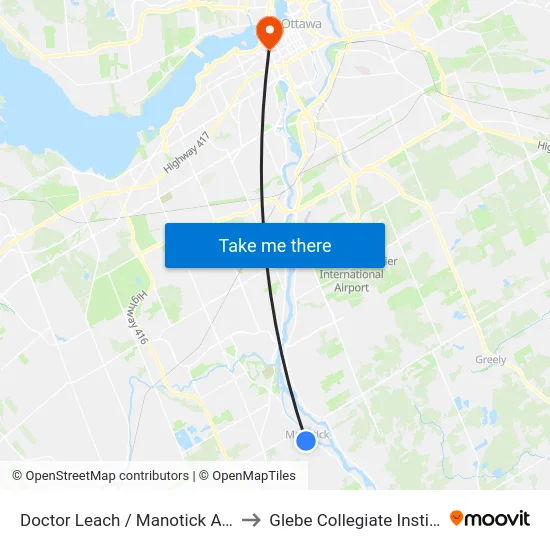 Doctor Leach / Manotick Arena to Glebe Collegiate Institute map