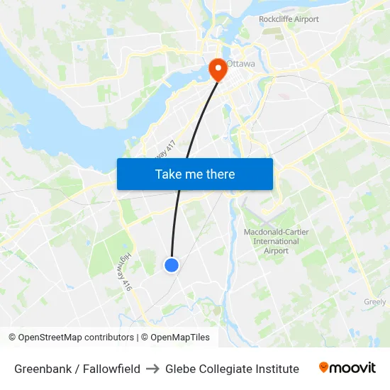 Greenbank / Fallowfield to Glebe Collegiate Institute map