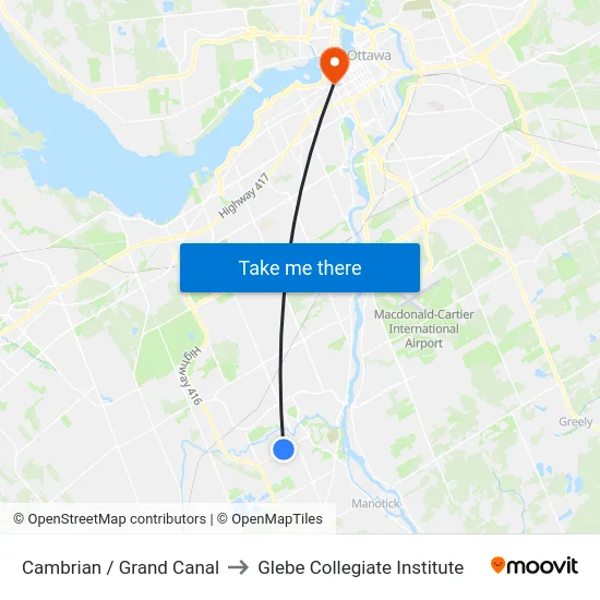 Cambrian / Grand Canal to Glebe Collegiate Institute map