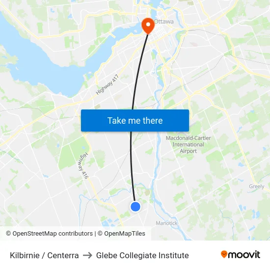 Kilbirnie / Centerra to Glebe Collegiate Institute map