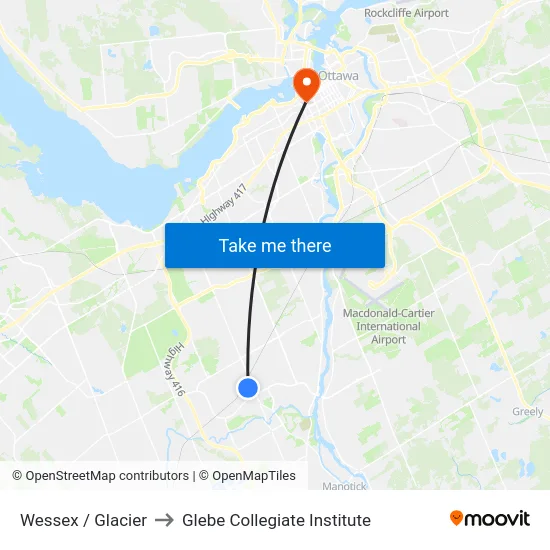 Wessex / Glacier to Glebe Collegiate Institute map
