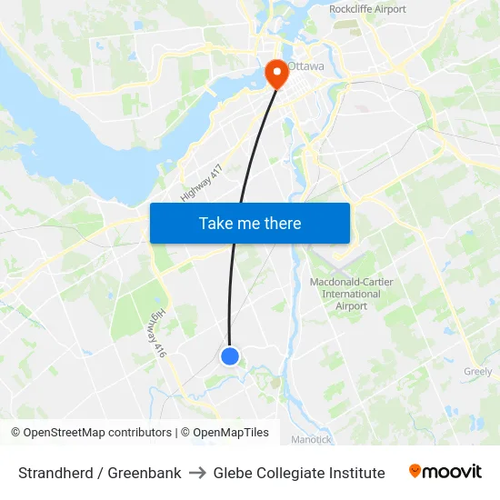 Strandherd / Greenbank to Glebe Collegiate Institute map