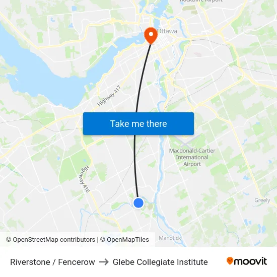 Riverstone / Fencerow to Glebe Collegiate Institute map